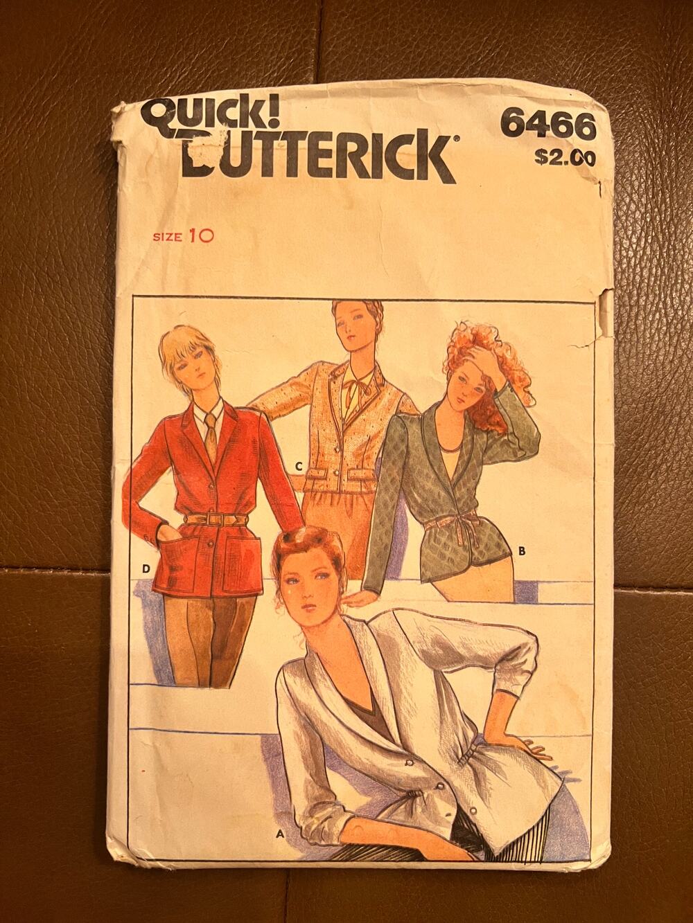 Vintage Butterick 6466 Womens Jacket Blazer Pattern Size 10 Uncut 1970s